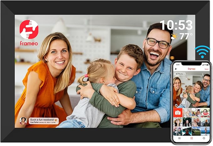FRAMEO Digital Photo Frame WiFi 32GB 10.1 Inch 1280x800 IPS Touch Screen
