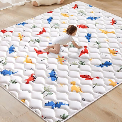 Odorless Premium Foam Baby Play Mat, Soft Microfiber Fabric Crawling Mat for Floor- Comfortable and Hypoallergenic, Non-Slip Cushioned Floor Playpen mat for Infants,Babies,Toddlers