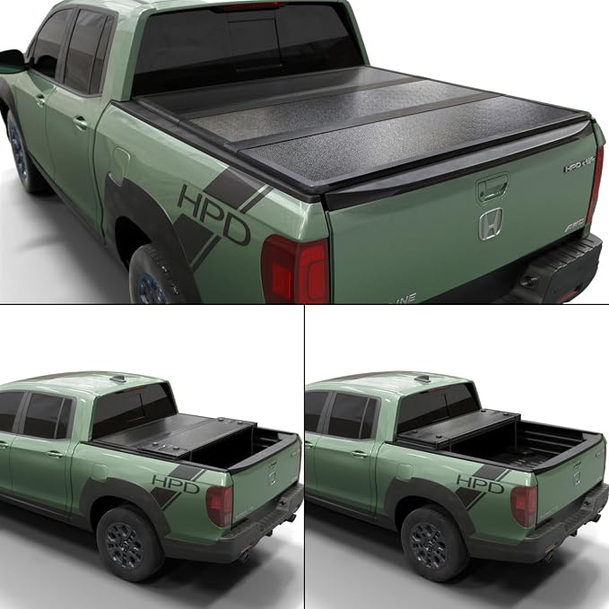 Toptiny Hard Folding Truck Bed Tonneau Cover |HTF039|Fits 2017-2026 Honda Ridgeline 5' Bed (64")