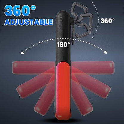 Rechargeable LED Work Light with Magnetic Base Portable Task Inspection Trouble Lights Lamp is Small and Reliable and Super Bright, for Tool Gifts for Men(Red)