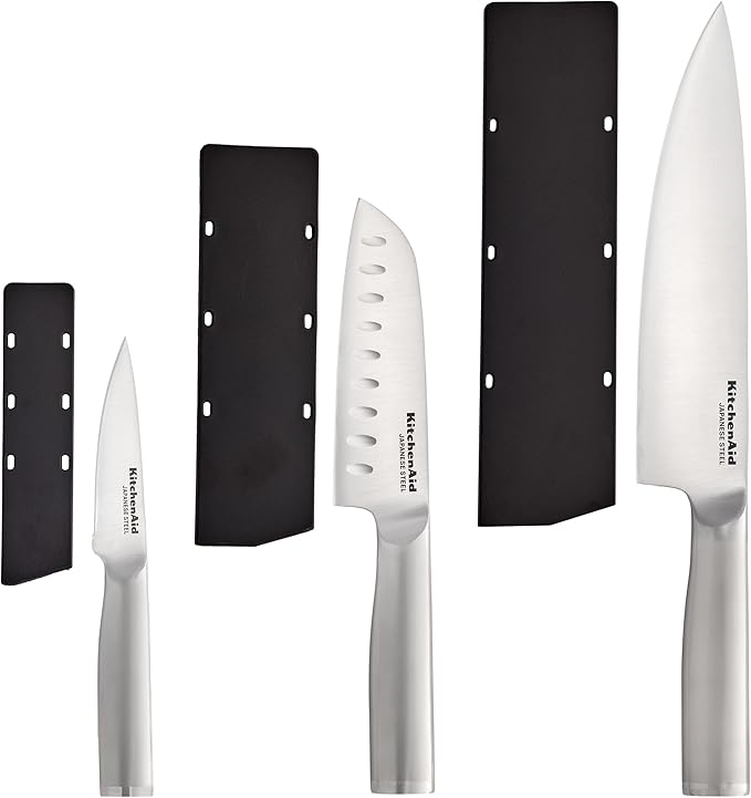 KitchenAid 3 Piece Forged Chef Knife Set High Carbon Japanese Steel, Includes 8