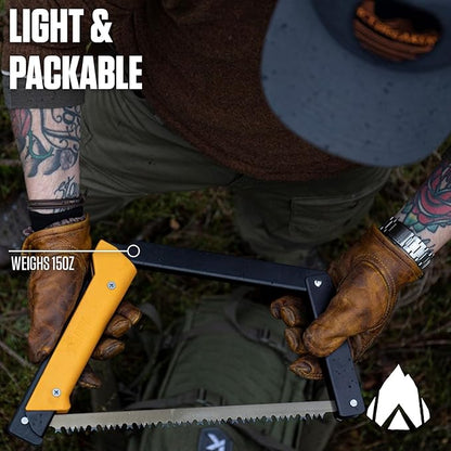 AGAWA - BOREAL15 Tripper Kit - Includes 15" Folding Saw, Nylon Carrying Case, 15" All-Purpose & 15" Aggressive Blade - For Camping, Hiking & Survival Gear (Black Frame/Yellow Handle)