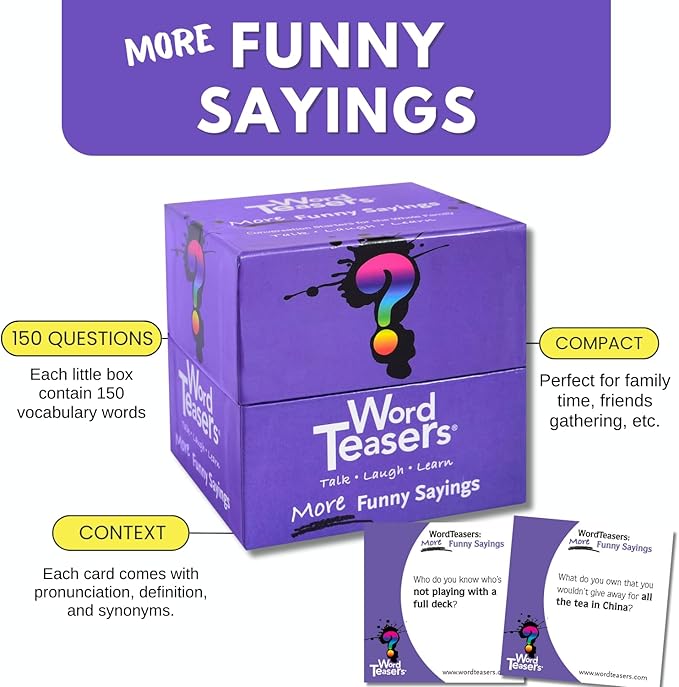 ? WORD TEASERS More Funny Sayings - Even More Funny Word Game & Conversation Starter for Kids, Teens & Adults - Idiom Game - Family Trivia Cards for Adults & Kids - 150 Conversation Cards for Families