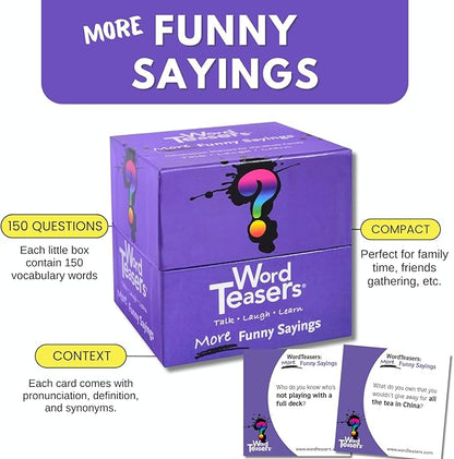 ? WORD TEASERS More Funny Sayings - Even More Funny Word Game & Conversation Starter for Kids, Teens & Adults - Idiom Game - Family Trivia Cards for Adults & Kids - 150 Conversation Cards for Families
