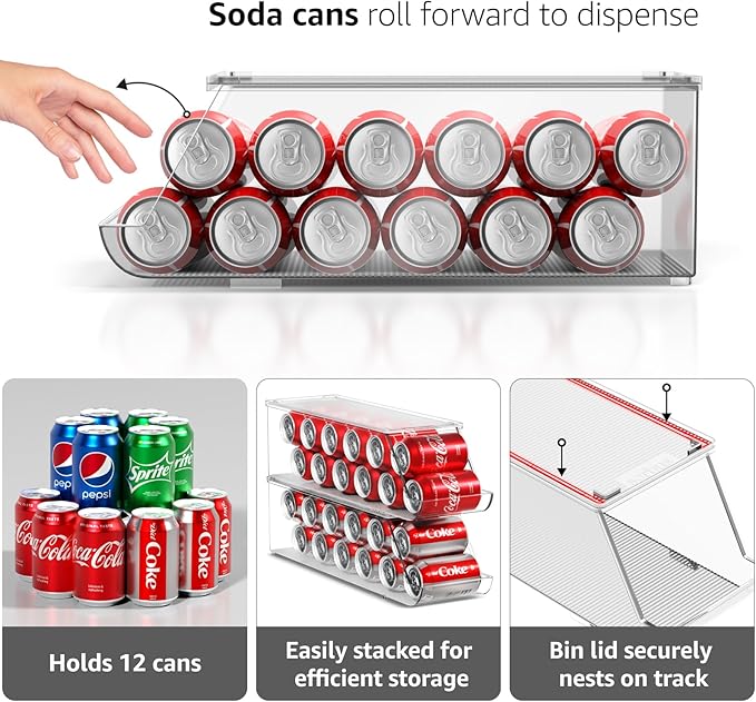 Sorbus Soda Can Organizer for Refrigerator Stackable Can Holder Dispenser