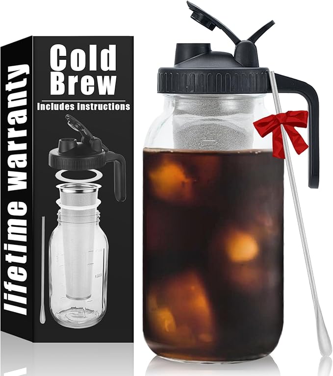Cold Brew Mason Coffee Maker - 64oz Iced Coffee Pitcher