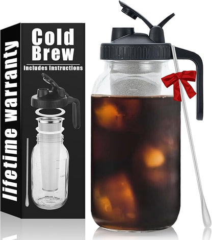 Cold Brew Mason Coffee Maker - 64oz Iced Coffee Pitcher