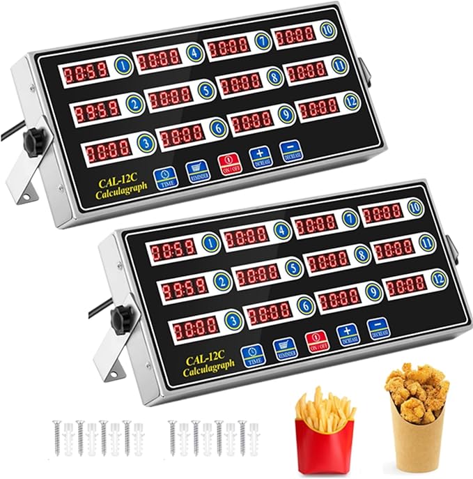 Relaxweex 2 Pack Commercial 12 Channel Digital Kitchen Timer, Wall Mount or