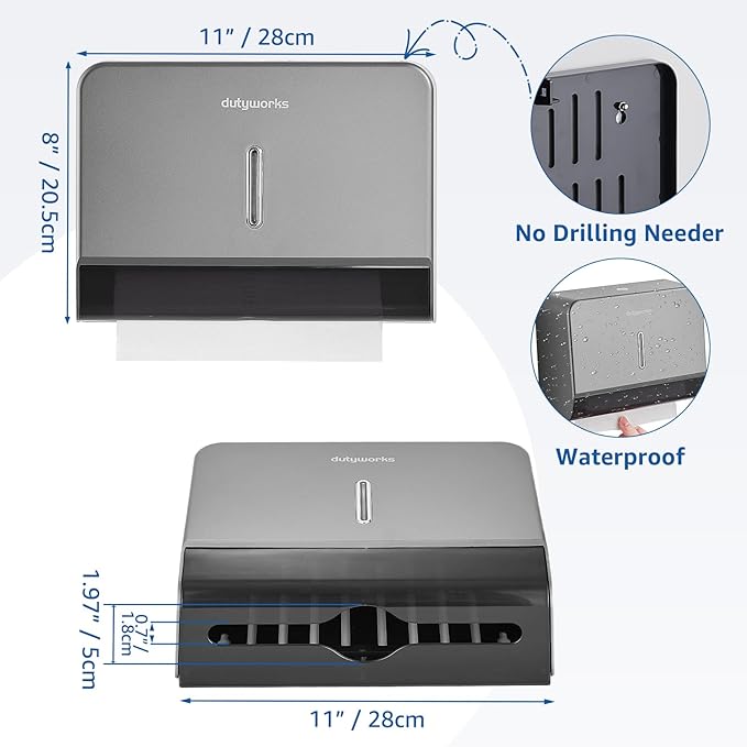 Paper Towel Dispenser Wall Mount, Large Capacity 200 Sheets, No Drilling