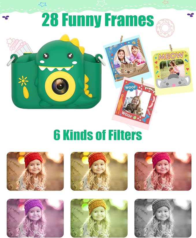 Kids Camera for 3-12 Years Old Toddlers Childrens Birthday Graduation Gifts Selfie Digital Toy Camera with 32GB SD Card for 4 5 6 7 8 9 10 11 Boys Girls