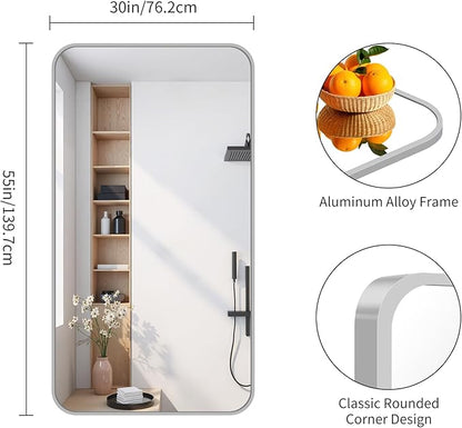 FORBATH 30x55 Inch Silver Bathroom Mirror