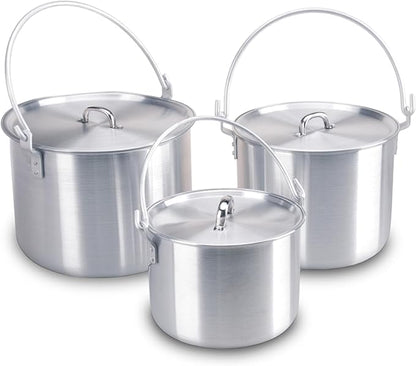 AceCamp Nested Pot Aluminum Lightweight Cooking Pot Set Outdoor Large Stock with lid and folding handle - 4L,8L,12L