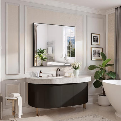 Black Bathroom Mirror for Wall, 39x39 Inch Rectangle Mirror