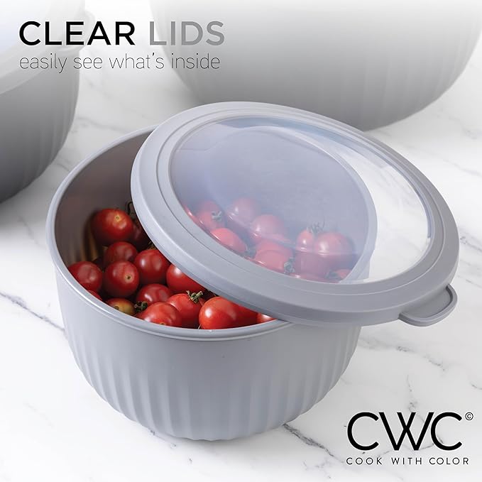 COOK WITH COLOR Prep Bowls with Lids- Wide and Deep Nesting Plastic Small