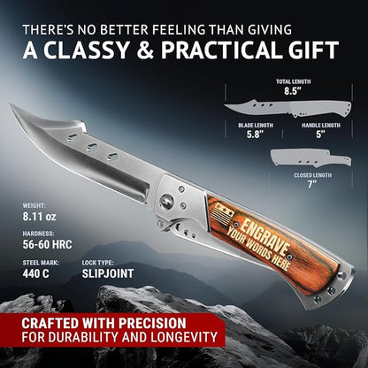 Custom Knife for Men and Women - Personalized Idea Gifts - Engraved Gifts for Dad Husband Boyfriend Wife Girlfriend - Customized Pocket Knives for Birthday - Best Unique Present 4172 PS