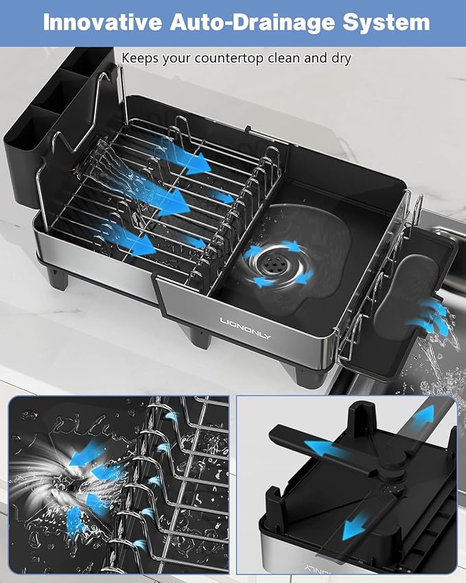 Dish Drying Rack, 304 Stainless Steel Exendable Dish Rack