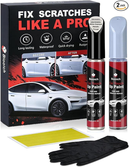 White Diamond Metallic Tricoat GBN/WA800J for Cadillac Touch Up Paint Kit[2K Clear Coat Included],Exact Color Match Touch Up Paint for Chip and Scratch