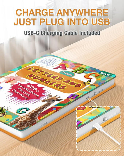 English Interactive Sound Book for Kid,Alphabet & Number Talking Book for Toddlers Age 3-5,Preschool ABC Learning Travel Toy for Boys Girls Birthday Gift 3 4 5 6 Year Old,Sensory Autism Toy,600+ Audio
