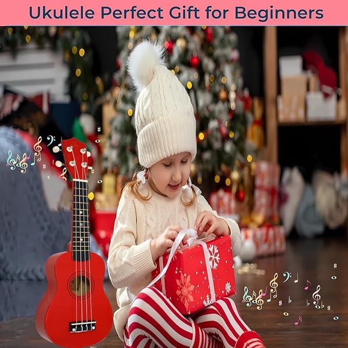 21 Inch Wooden Kids Toddler Child Children Acoustic Guitar Musical Instruments Ideal for 3-9 Year Old Boys Girls Gifts (Red)