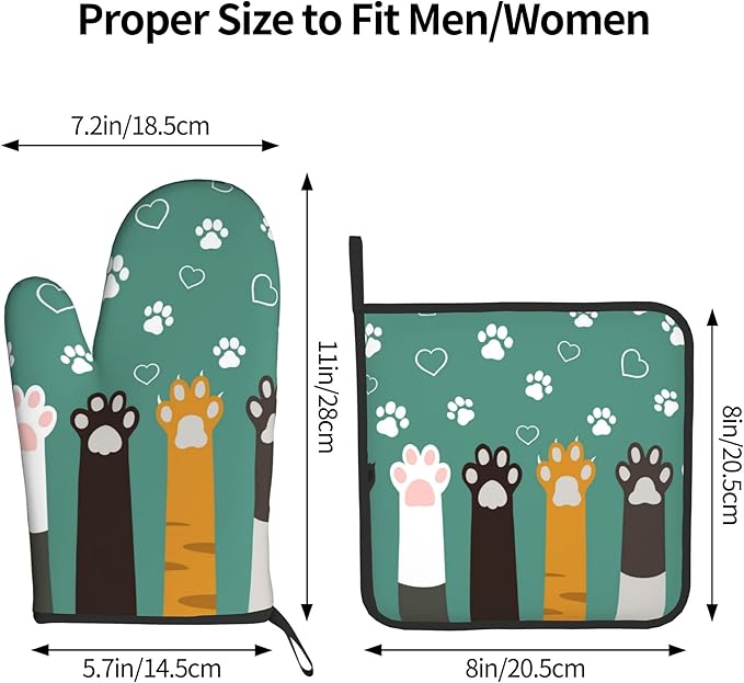 Cat Oven Mitt Potholders Sets