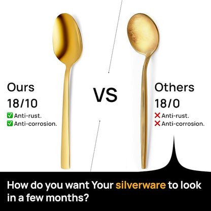 Home Haven Luxury Gold Silverware Set for 8, Heavy Duty Gold Flatware Set for 8, 18/10 Stainless Steel Cutlery Dishwasher Safe, Flatware for Special Occasions, Home & Restaurant Use (48 Pieces for 8)