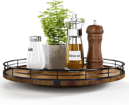 Farmhouse Oak 13" Lazy Susan Turntable Organizer
