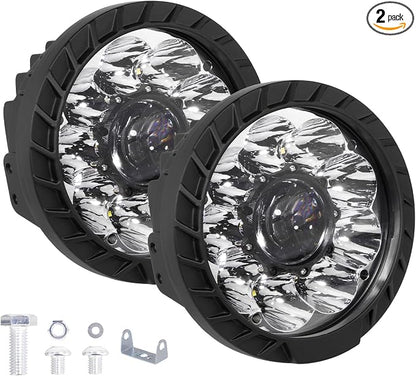 2PCS Round LED Pod Lights, Spot Flood Spot Combo Work Light Bars Fit for Pickup Truck Jeep ATV UTV SUV Boat (7IN 50W)