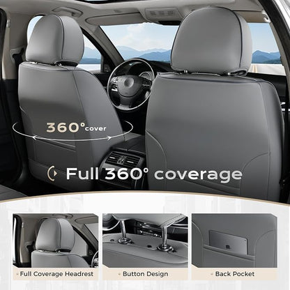 Coverado Seat Covers, Car Seat Covers Full Set, Leather Seat Covers for Cars, Car Seat Protector, Gray Car Seat Covers Front Seats and Back Seats Universal Fit for Most Cars Blue