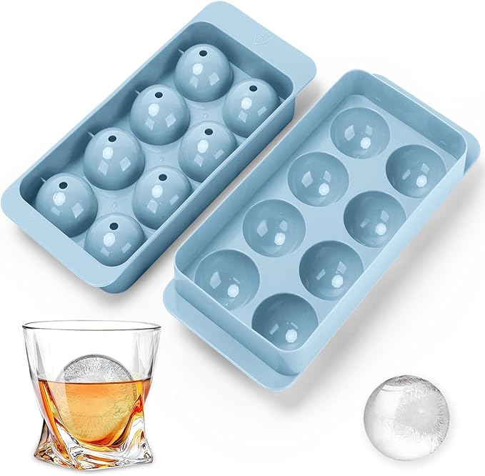 Round Ice Cube Trays for Freezer, 1.8 INCH x 8, Ice Ball Maker Mold | Round Ice