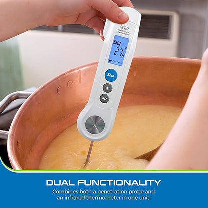 Sper Scientific Dual Function Infrared & Probe Food Safety Thermometer 800115 - Non-Contact Infrared Surface Temperature & Foldable Probe for Internal Temps, Fast & Accurate for Kitchens & more - 4 pc