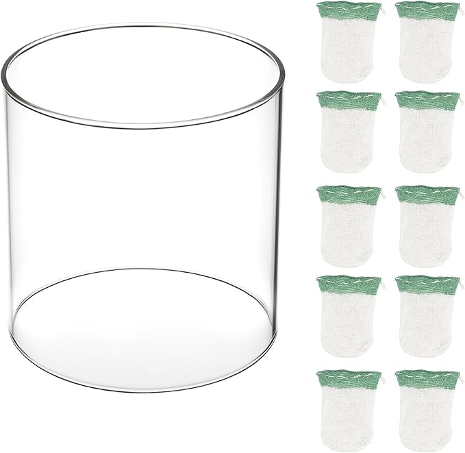 10-Pack Propane Lantern Mantles with Glass Globe: U-Shape & Standard Replacement Parts for Camping Lanterns. Clear Lantern Globe Compatible with Coleman Fuel Lanterns