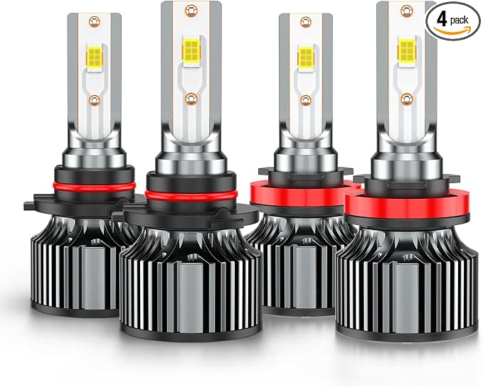 Bulbs Combo Compatible for Nissan Altima/Chevy Malibu High Low Beams 2019 2020 2021 2022 2023 2024, 6500K White Powersports Light With Cooling Fan, Plug-n-Play, for Off-Road Use, Pack of 4