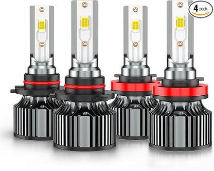 Bulbs Combo Compatible for Nissan Altima/Chevy Malibu High Low Beams 2019 2020 2021 2022 2023 2024, 6500K White Powersports Light With Cooling Fan, Plug-n-Play, for Off-Road Use, Pack of 4