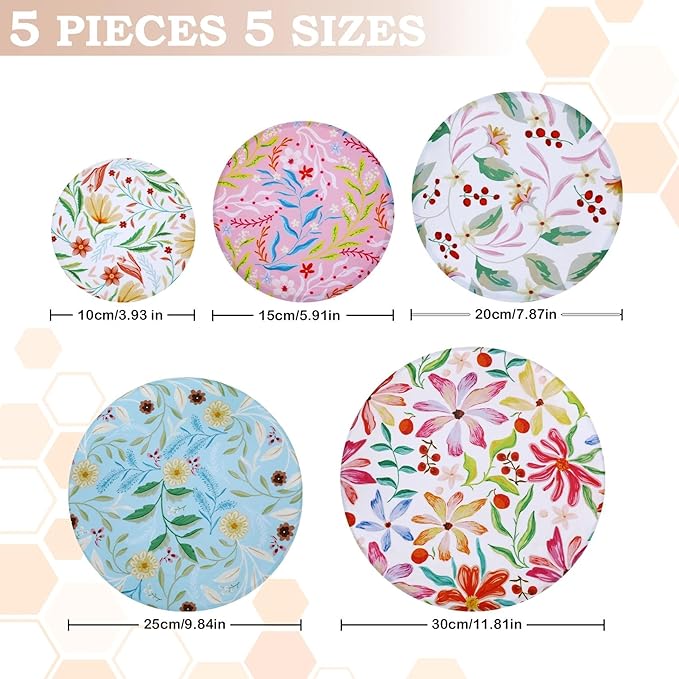 5-Size Reusable Beeswax Bowl Covers