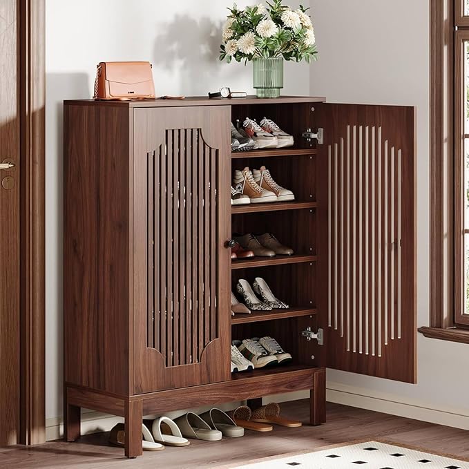 Tribesigns Shoe Cabinet with Doors, 5-Tier Shoe Storage Cabinet with Adjustable