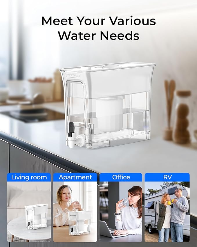 Waterdrop 0 TDS 35-Cup Slim Water Filter Dispenser, Large Capacity, PFOA/PFOS