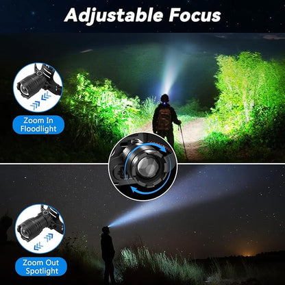 KYEKIO 3Pack Rechargeable Headlamps for Adults, 9900L Super Bright Head Lamps LED Rechargeable, 4Mode Head Lights for Forehead Hard Hat, Adjustable Focus 90°Headlight, Waterproof LED Headlamp Camping