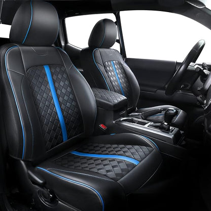 Carlimeki Leather Seat Covers Custom Fit for Tacoma Gen 3rd (2016-2023) Double & Crew Cab, for SR, SR5, Limited, TRD Pro, TRD Sport, TRD Off-Road, Trail Special Edition - Fully Covered