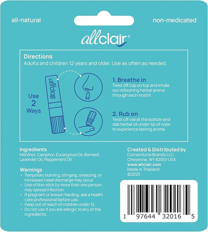 Allclair Nausea Relief Inhaler for Motion & Morning Sickness – Fast-Acting, Non-Drowsy, Natural Alternative to Pills & Patches, Travel Essential (4 Inhalers)