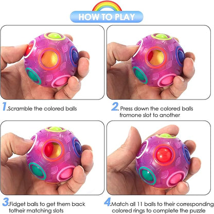 Vdealen Magic Rainbow Puzzle Ball, Fidget Ball Puzzle Brain Teaser Fidget Toy for Boys & Girls- Birthday Party Easter Valentines Christmas Stocking Stuffers for Kids Teen & Adults(Purple)