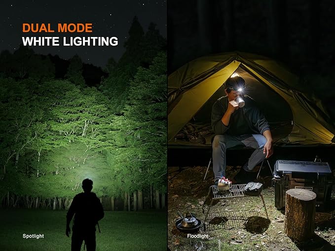 Fenix HM55R Rechargeable Headlamp, 1200 Lumen Spotlight Floodlight & Red Light, Lightweight, Long Runtime, USB-C Charging, Waterproof for Camping, Hiking, Running with Lumentac Organizer (Nebular)