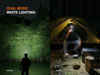 Fenix HM55R Rechargeable Headlamp, 1200 Lumen Spotlight Floodlight & Red Light, Lightweight, Long Runtime, USB-C Charging, Waterproof for Camping, Hiking, Running with Lumentac Organizer (Nebular)