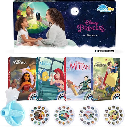 Moonlite Mini Projector with 4 Disney Princess Stories Edition - A New Way to Read Stories Together - 4 Digital Stories with Light Projector - Disney Princess Toys and Gifts for Kids Ages 1 and Up
