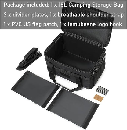 Tactical Camping Storage Bag 18L Tactical Utility Tote Bag Camping Cookware Organizer Trunk Organizer (Black)