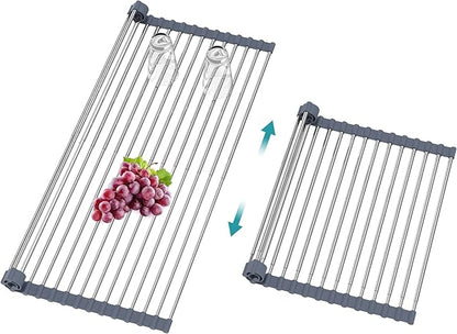 BBXTYLY Extra Large Expandable Roll Up Dish Drying Rack, Over The Sink Drying