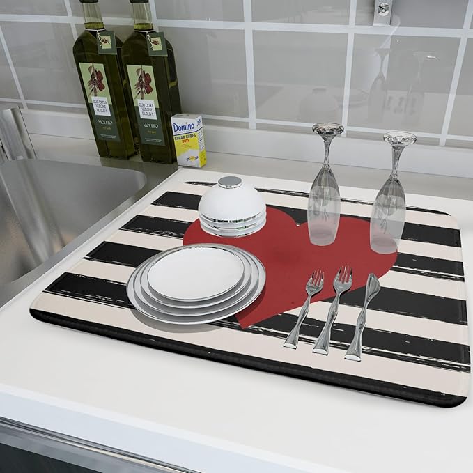 Valentine's Day Dish Drying Mat