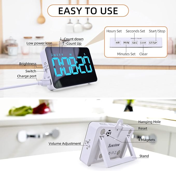 Rechargeable Digital Kitchen Timer