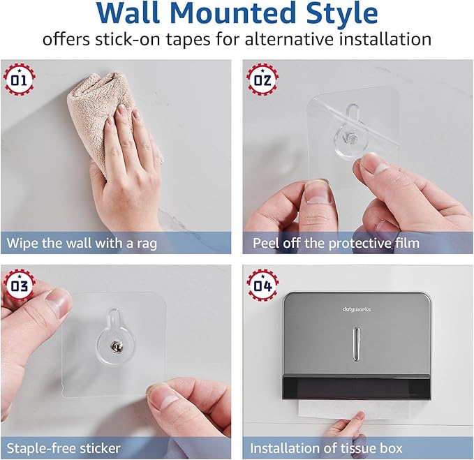 Paper Towel Dispenser Wall Mount, Large Capacity 200 Sheets, No Drilling