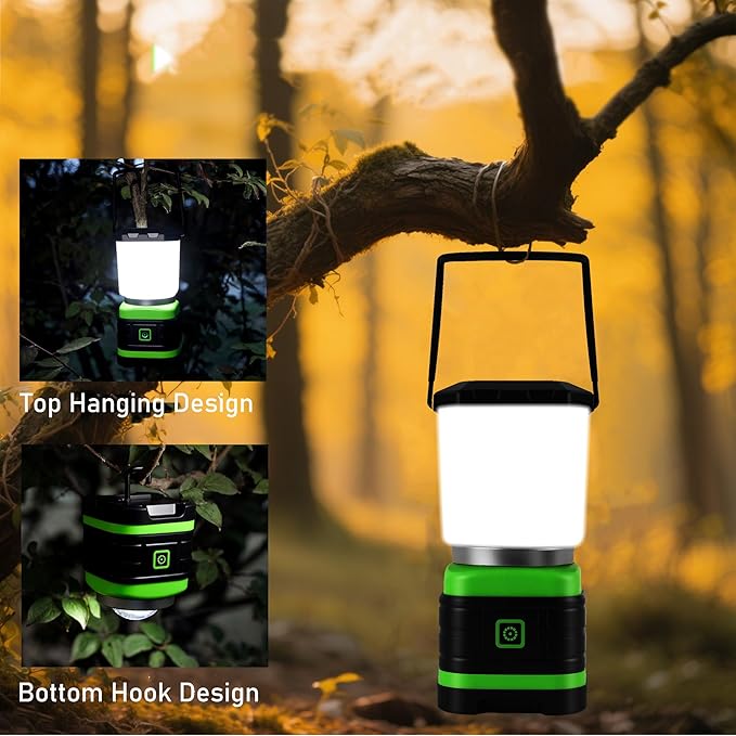 Lichamp LED Camping Lantern, Battery Powered LED Lights Camping Essentials, Portable Lanterns Flishlights for Emergency, Hurricanes, Outdoor Hiking, Power Outages, Survival Gear and Home Use, 2 Pack