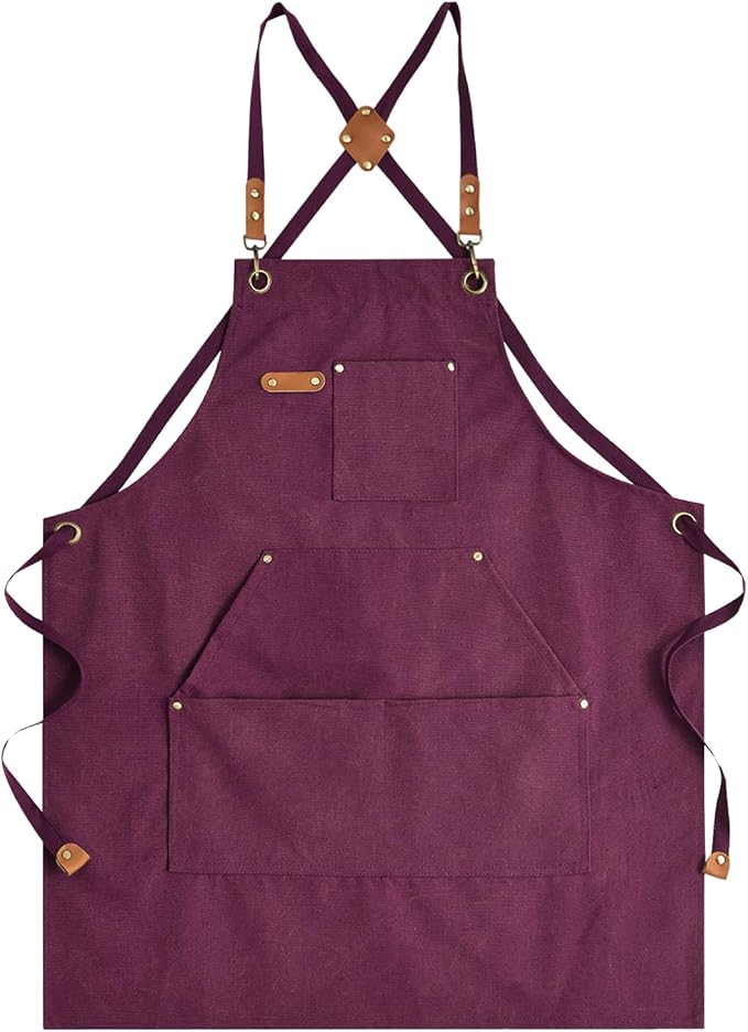 Aoomzoon Canvas Aprons for Men Chef Apron, Work Apron - 16oz Heavy Duty Cross